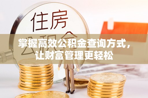 乌马河掌握高效公积金查询方式，让财富管理更轻松